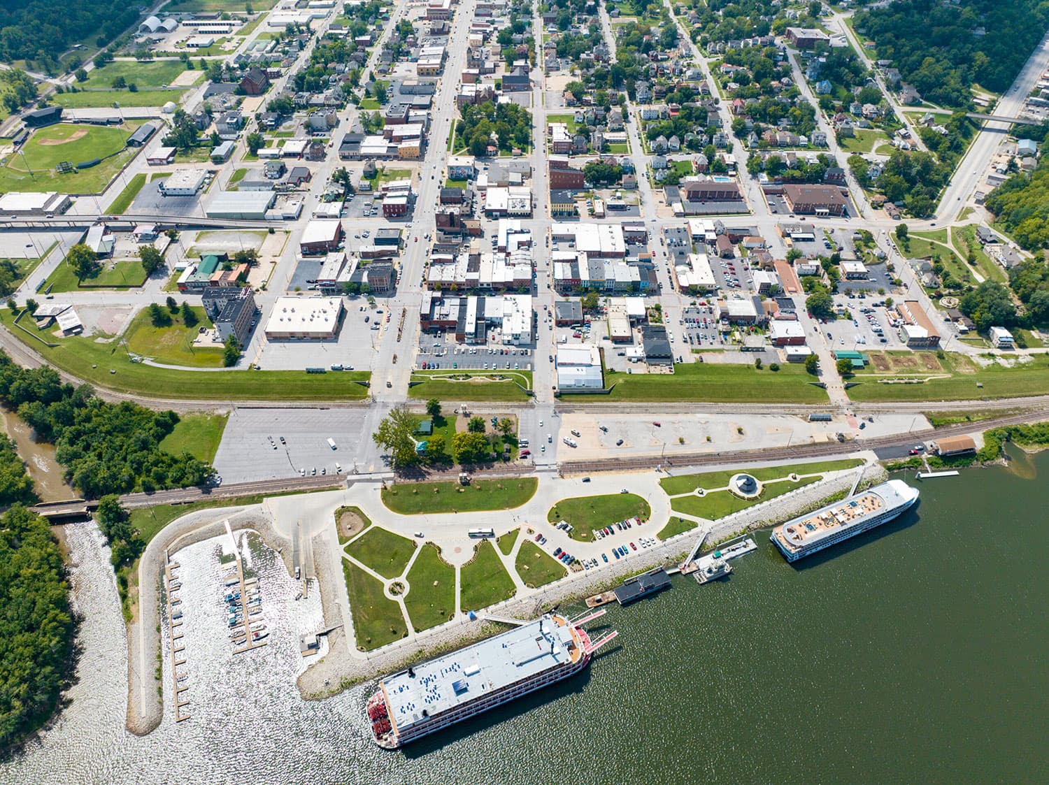 aerial view of Hannibal riverfront